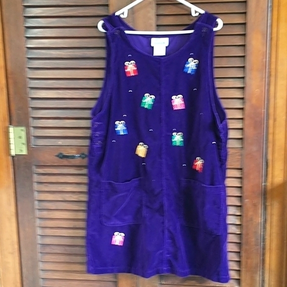 Quacker Factory Dresses & Skirts - Vintage Quacker FactoryJumper Dress Tunic Size large Purple Presents Gifts